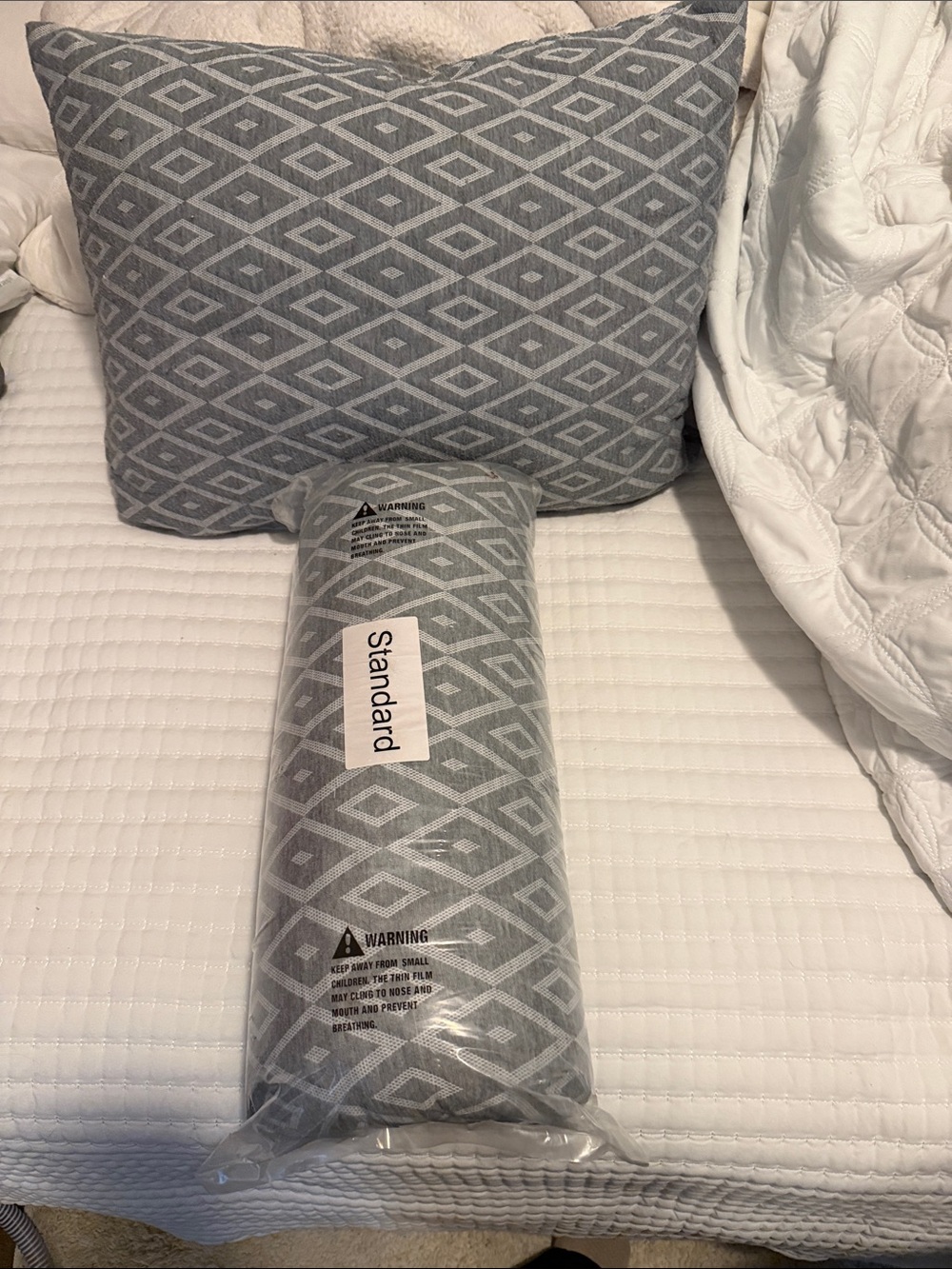 Standard Gray Geometric Diamond Pillow - Gray Accent for Living & Bedroom